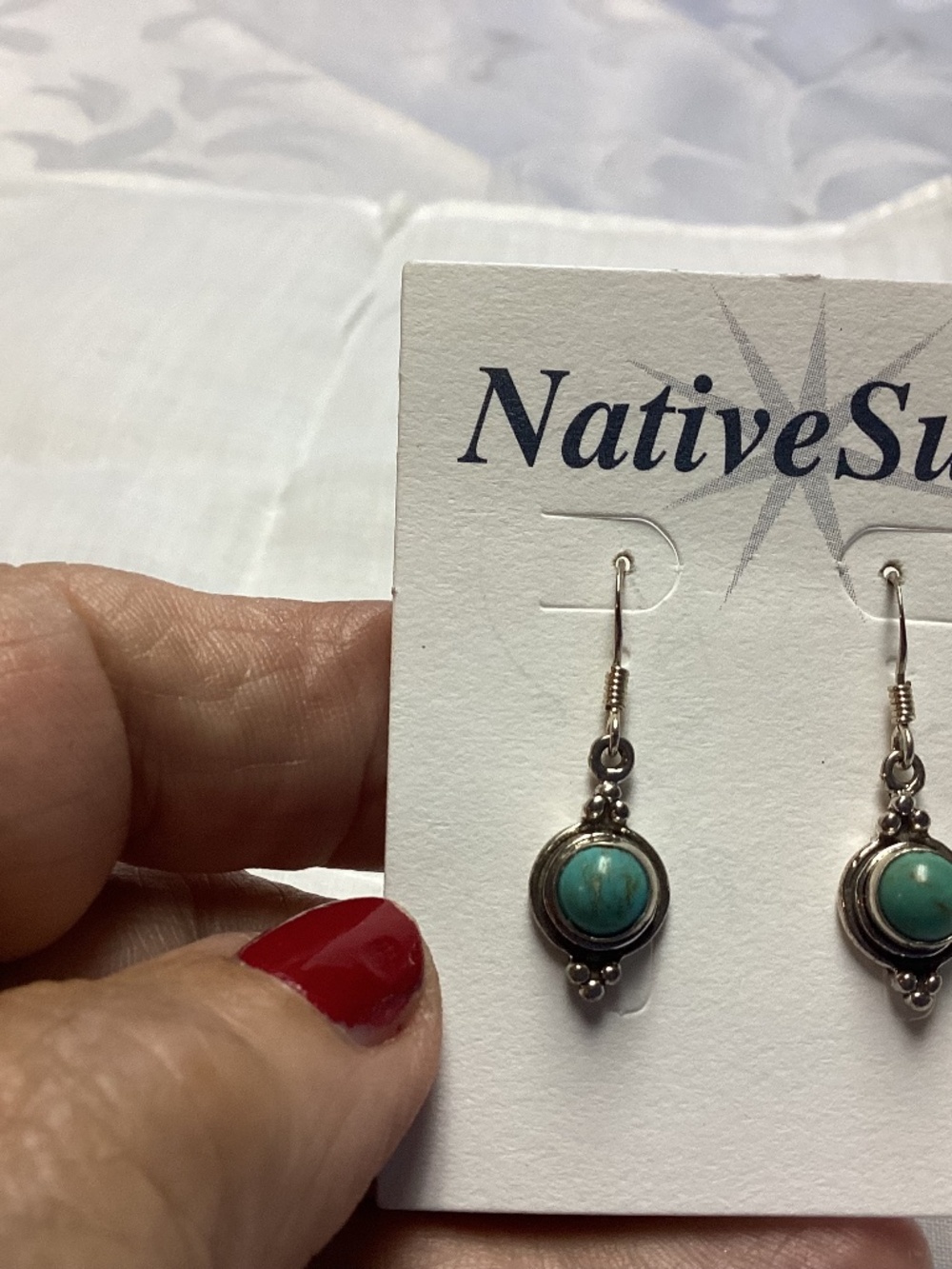 GREEN TURQUOISES EARRINGS DROP DANGLE. NICE 😊